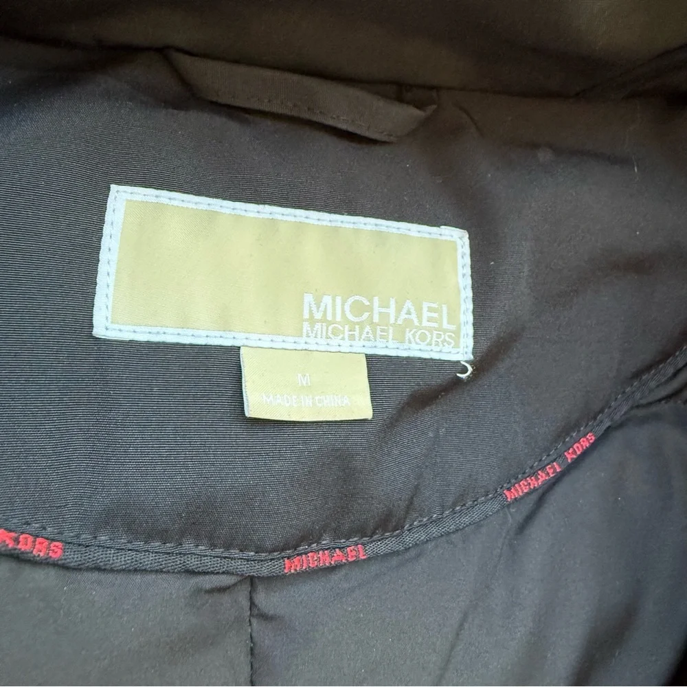 Michael Kors Women's Black Parka Coat with Fur Trim Size Medium